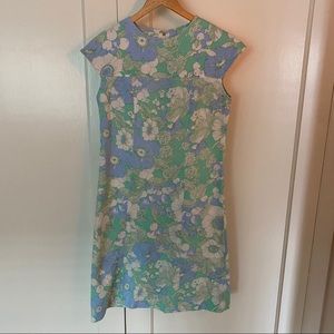 VTG 60’s Linen Blend Sheath Passionflower L-XL